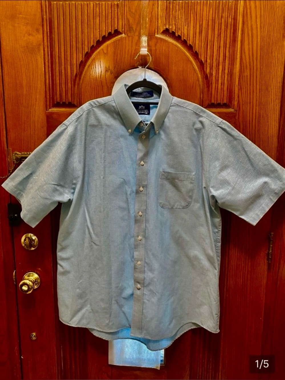 Stafford Light Blue Short Sleeve Button-Down Oxford Shirt
